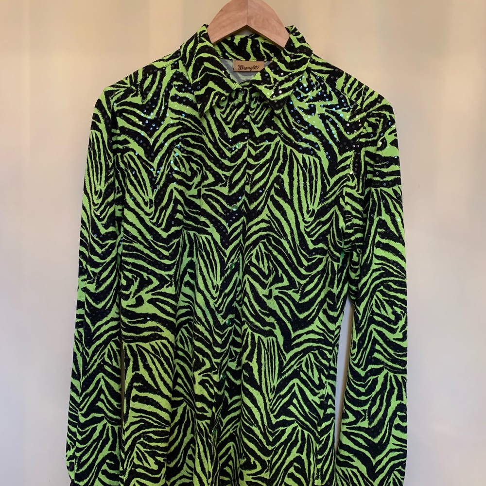 Wrangler Green and Black Casual Button Down Shirt
